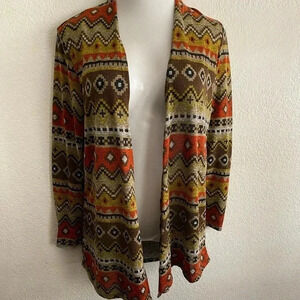 💥Multicolor Multi Print Long Sleeve Cardigan M